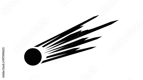 Black Meteor or Asteroid with Trails.