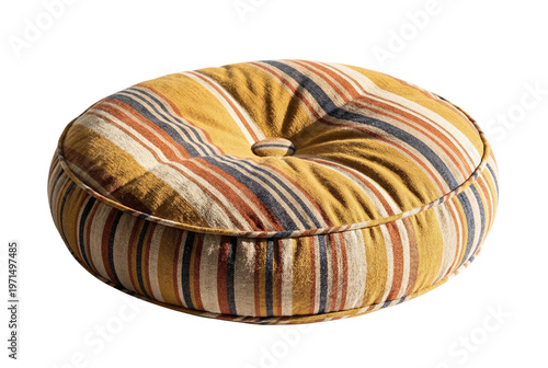 Tableau sur toile Round striped fabric floor cushion with button