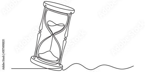 A single continuous line drawing of an hourglass representing the concept of passing time today Vector, illustration