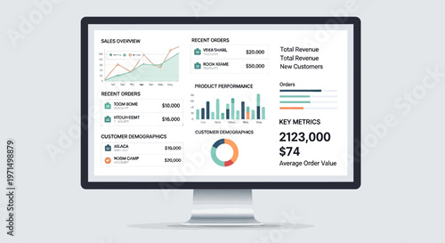 Infographic dashboard, business metrics, financial charts, data visualization, vector graphs