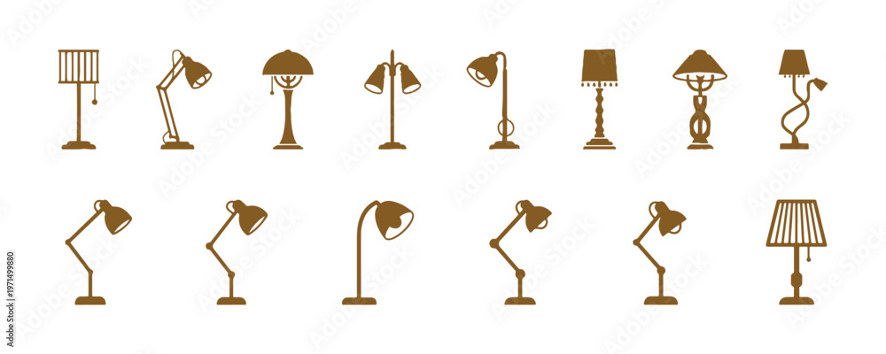 Obraz premium Simple standing lamp graphics set suitable for interface and layout design.