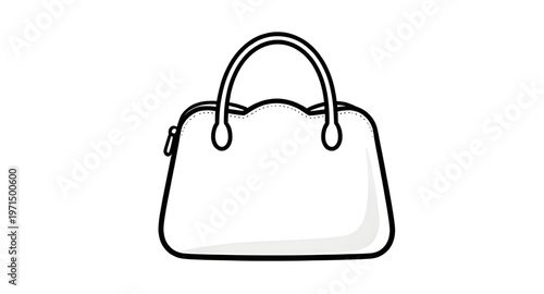 handbag, bag, purse, tote, fashion, accessory, style, elegant, luxury, strap, handle, clutch, satchel, shopper, carry, women, shopping, retail, minimal, simple, outline, lineart, sketch, drawing, illu