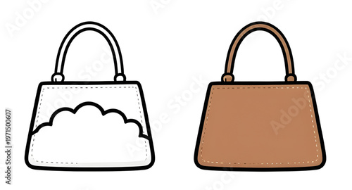 handbag, bag, purse, tote, fashion, accessory, style, elegant, luxury, strap, handle, clutch, satchel, shopper, carry, women, shopping, retail, minimal, simple, outline, lineart, sketch, drawing, illu