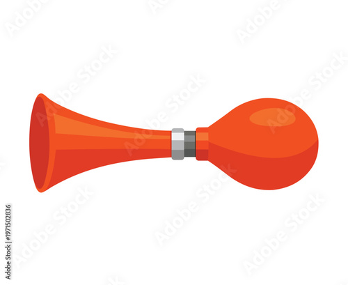 Illustration of a classic orange squeeze bulb horn, isolated on a white background.
