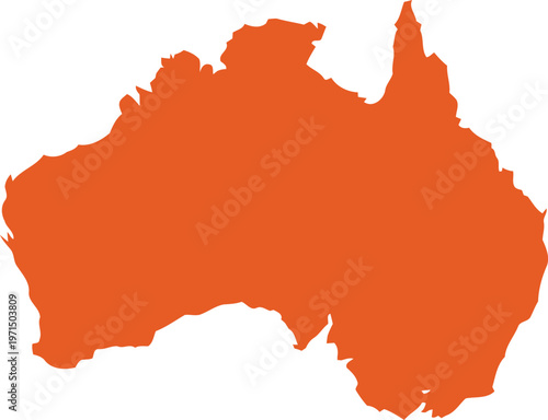 A stylized map outline of the continent of australia filled with orange color Vector