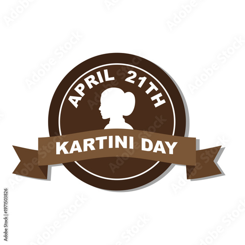 Indonesian National Heroine R.A. Kartini Silhouette Emblem for Kartini Day Celebration