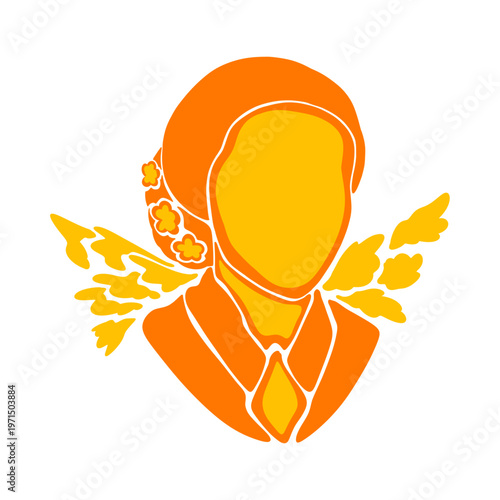 Indonesian National Heroine R.A. Kartini Silhouette Emblem for Kartini Day Celebration