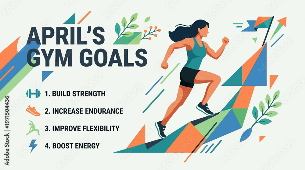 Fototapeta premium April's Gym Goals Fitness Motivation Concept