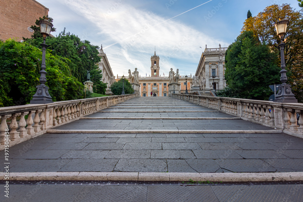 Fototapeta premium Michelangelo stairs leading to Capitoline hill, Rome, Italy