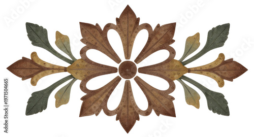 watercolor stylized floral illustration with symmetrical leaves and foliage isolated on white background design, artistic watercolor flower illustration with soft gradients and balanced symmetrical co