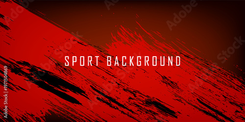 Dynamic Red and Black Sport Background with Abstract Brush Stroke Texture