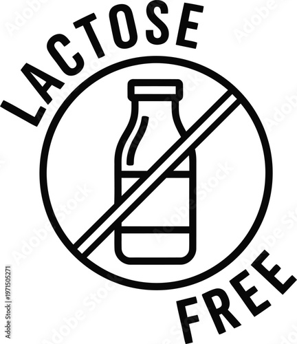 Symbol indicating lactose-free milk products with a crossed-out bottle Vector