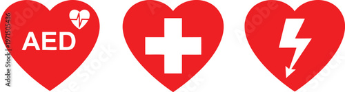 Medical symbols depicted in heart shapes for emergency and health awareness Vector
