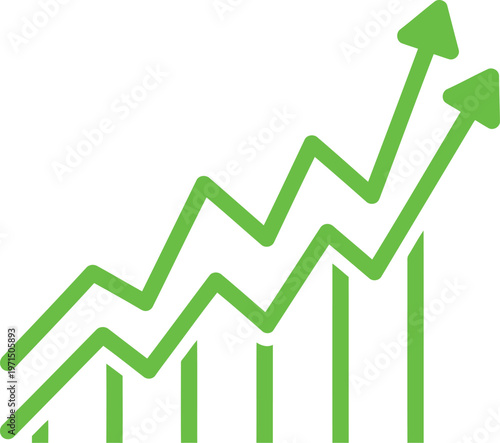 Green upward trend line graph with increasing positive momentum Vector