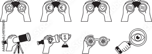 Line Art Icon Set for Vision Discovery and Business Analytics Research