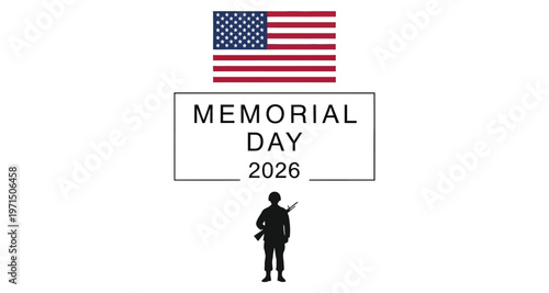 Soldier Silhouette Memorial Day 2026 USA Flag Minimalist Graphics