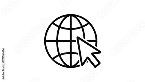 Internet Globe with Cursor Icon - Representing Global Connectivity and Online Navigation