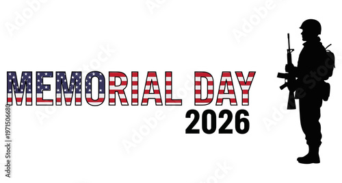 Soldier Silhouette Memorial Day Patriotism 2026 White Background Clean Design