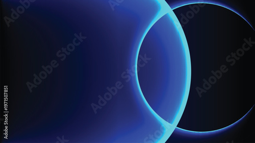 Dark elegant gradient circles with glowing neon light rings, abstract futuristic background design for technology banner, presentation and digital layout