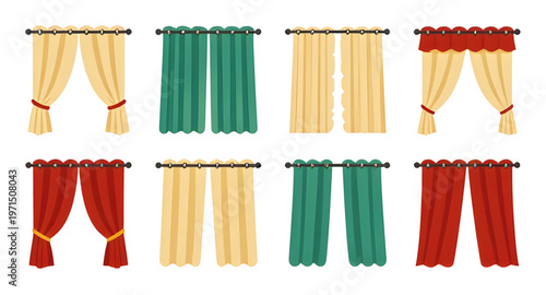 vector illustration of a curtain isolated on white background for interior design concept, window curtain vector illustration for home decor and furniture design projects, curtain illustration for dig