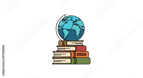 Globe on top of stacked books.