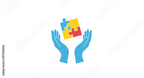 Hands holding puzzle pieces together.