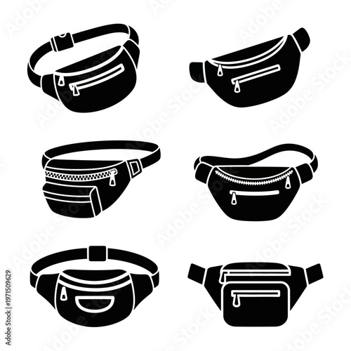 Fanny Pack Icons: Waist Bag Set, Belt Pouch, Sling Bag, Crossbody Style