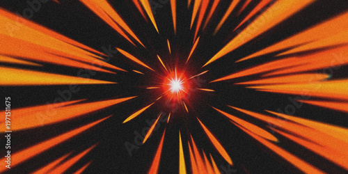 Fotografija A vibrant orange and black abstract image with a bright central light