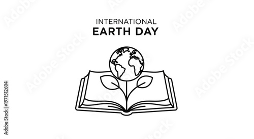 Earth Day illustration with book globe.