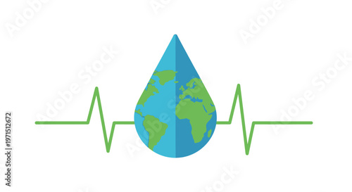 Earth Globe Water Drop Illustration.