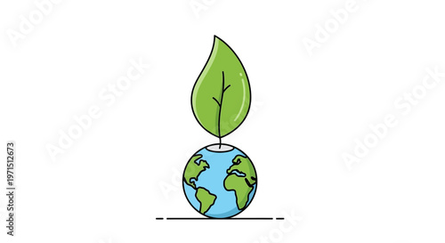 Earth Globe with Green Leaf Growing.