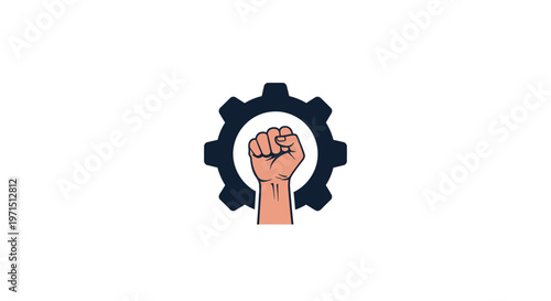 Fist in gear empowerment symbol.