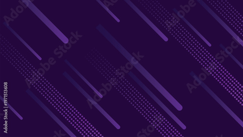 Futuristic purple halftone background with various shape elements and abstract geometric overlay, modern vibrant gradient design for banner, poster and web presentation