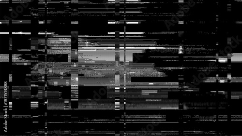Glitch background vector with distorted lines and pixel noise. Digital television broadcast breakdown effect. Static screen interface. Abstract technological texture for creative design.