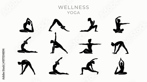 yoga silhouettes set