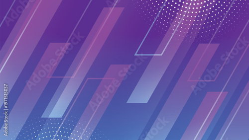 Purple futuristic halftone background with various shape layers and abstract gradient overlay, modern geometric design for banner, presentation and web layout