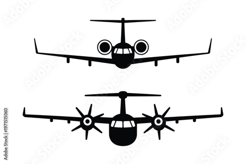 Passenger jet and turboprop aircraft silhouettes