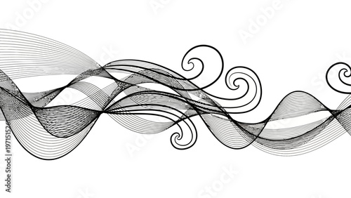 Abstract Black and White Wavy Lines Swirls and Gradients