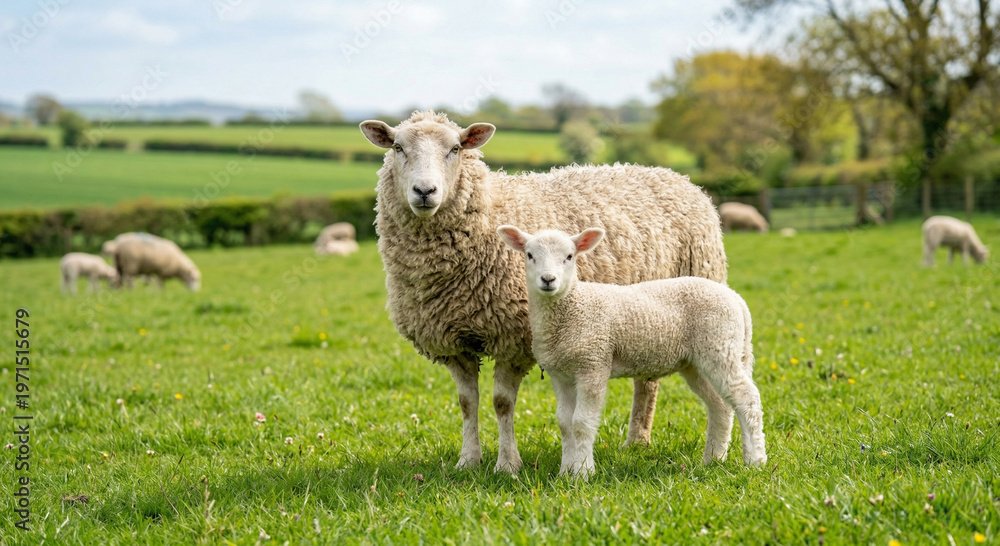 Fototapeta premium Fleece covered flock animals spring portrait
