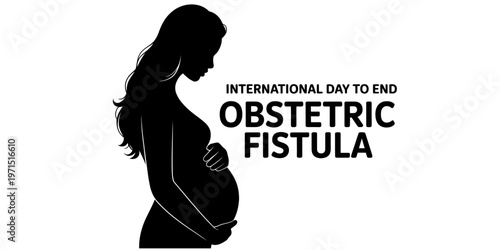 A silhouette of a pregnant woman representing the international day to end obstetric fistula event Vector, illustration