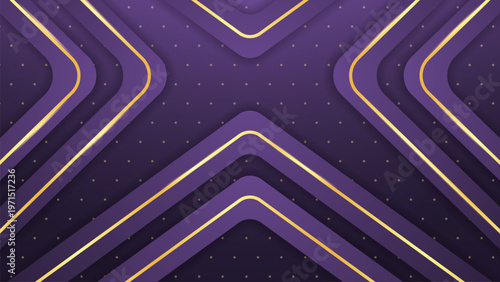 Luxury purple background with elegant golden line accents and geometric shapes, modern premium abstract design for banner, invitation, poster and branding layout