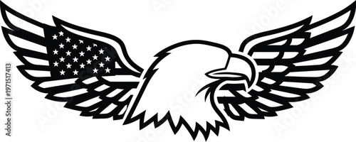 Patriotic american eagle with usa flag wings celebrating flag day usa and national pride