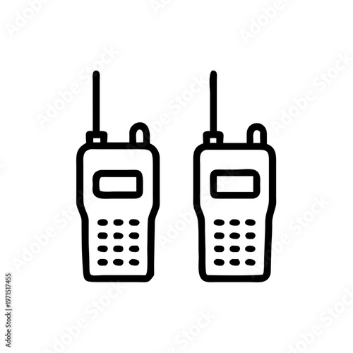 Two walkie talkies icon, hand drawn vector illustration