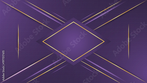 Luxury purple background with elegant golden line accents and geometric shapes, modern premium abstract design for banner, invitation, poster and branding layout