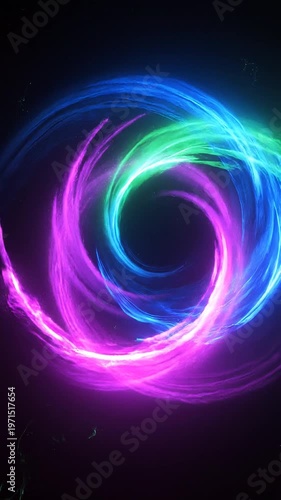 Neon lights swirl in space