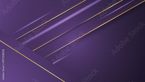 Elegant luxury purple background with gold geometric lines and layered shapes, premium abstract design for banner, invitation, poster and corporate branding