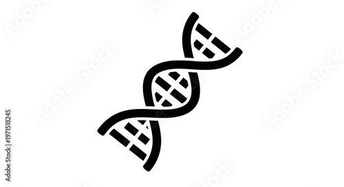Black and White DNA Double Helix Icon
