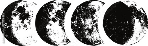 lunar phases illustration showing the moon's progression from waxing crescent to full dark shadow