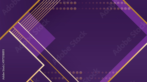 Luxury purple abstract background with gold line accents and geometric shapes, elegant premium design for banner, invitation, branding and presentation