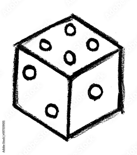 Dice Icon Crayon Chalk Drawing Vector